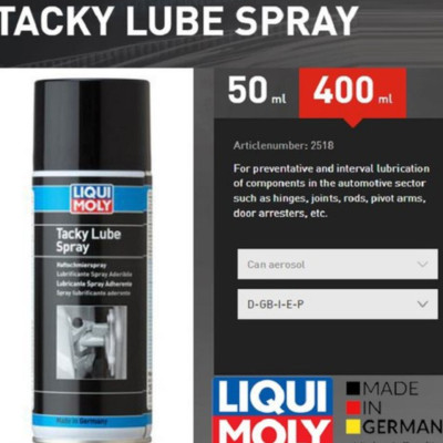 Chai xịt mỡ bò nước cho chốt cửa , bản lề Liqui Moly Tacky Lube Spray 2518- 400ml