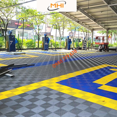 [COMBO 11] Thảm nhựa lót sàn gara ô tô MHI - Cao 2.5 cm / trung tâm chăm sóc xe ô tô, khu vực rửa xe ô tô
