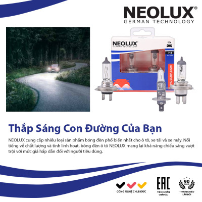 Combo 2 Bóng Đèn Halogen Tăng Sáng 50% OSRAM NEOLUX Dùng Cho Xe Ô Tô Xe Máy Chân H1 H4 H7 - Nhập Khẩu Chính Hãng