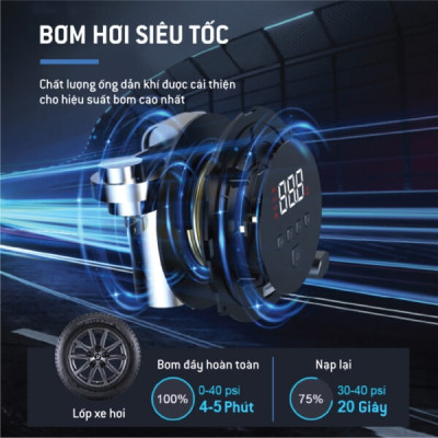 Máy bơm lốp ô tô thông minh Lifepero BOXER-616 Hàng chính hãng