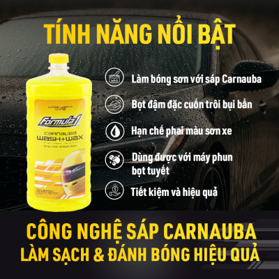Dung Dịch Rửa Xe Ô Tô Kèm Sáp Bóng FORMULA 1 613700 946ml Sạch Sâu Bóng Đẹp Bảo Vệ Sơn - Nhập Khẩu Chính Hãng