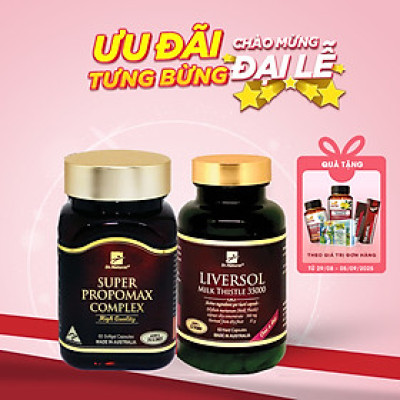 Bộ Sản Phẩm Cho Người Gầy Yếu, Sức Khỏe Kém, Muốn Tăng Cân: Viên Uống Keo Ong Super Propomax Complex 60 Viên, Bổ Gan Liversol Milk Thistle 60 Viên