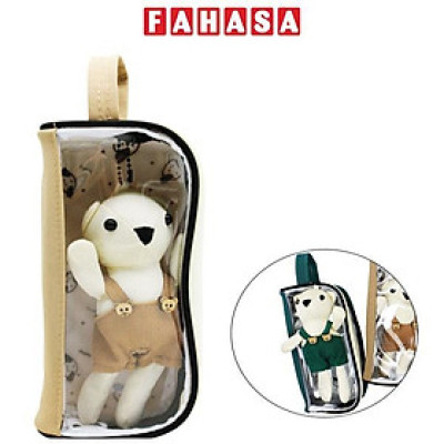 Bóp Viết Trong Suốt Kèm Gấu Xinh - Shunde 9110 - Màu Nâu