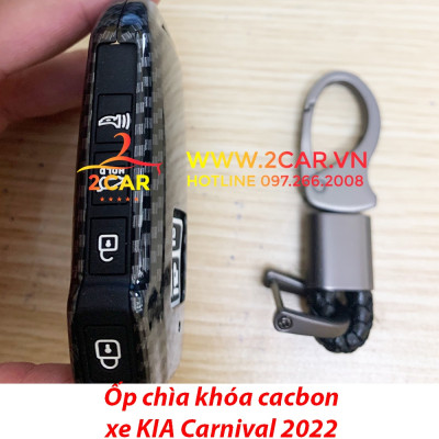 Ốp khóa, bọc chìa khóa cacbon xe Kia Carnival 2021 2022 vân Carbon kèm móc đeo siêu đẹp
