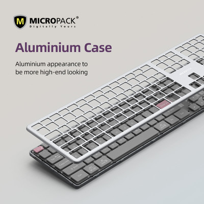 Bàn Phím Không Dây MicroPack Lifestyle K-310W Bàn Phím Cắt Kéo Kiểu Dáng Mỏng Thiết Kế Bằng Nhôm Hoàn Thiện Cao Cấp Hàng Chính Hãng