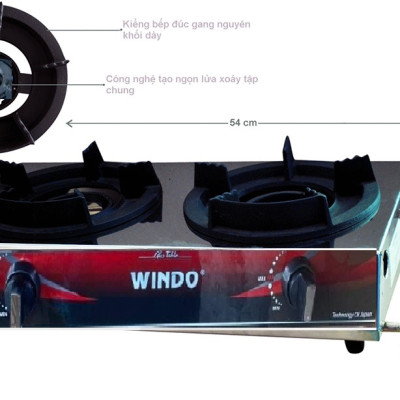Bếp Khè Gas 2 Lò Bán Công Nghiệp WINDO - Hàng Chính Hãng