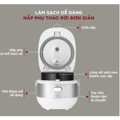 Nồi cơm điện tử 1.08L Cuckoo CR-0690F/SIWH - Màu trắng, Công suất 600W, 12 menu - Hàng chính hãng - Bảo hành 24 tháng