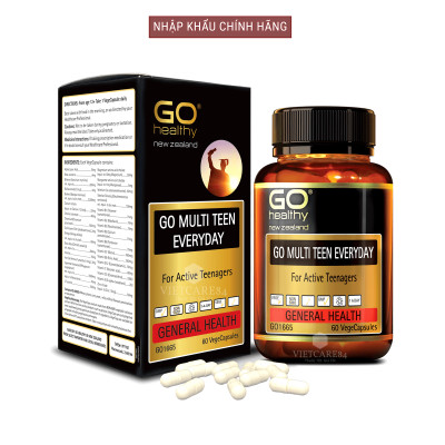 Viên uống dành cho tuổi teen nhập khẩu chính hãng New Zealand GO MULTI TEEN EVERYDAY (60 viên)  bổ sung 32 vitamin, khoáng chất và một số dưỡng chất hỗ trợ duy trì và tăng cường sức khỏe cho trẻ ở tuổi tăng trưởng, tuổi dậy thì