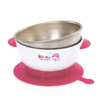 CHÉN ĂN INOX CÓ ĐẾ DÍNH KUKU - KU5464 ( CHÉN NẤU CƠM NÁT CHO BÉ )