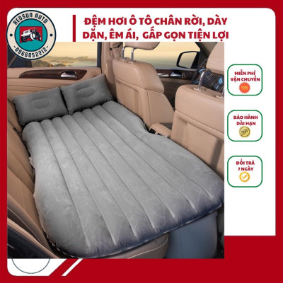 Đệm Hơi Nhung Ô Tô Cao Cấp, Mềm Mịn, Tiện Lợi, Dễ Dàng Gấp Gọn, Tặng Kèm Bơm, 2 Gối Đầu Và Miếng Vá Dự Phòng