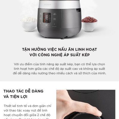 Nồi cơm điện tử áp suất kép Cuckoo 1.08L CRP-ST0610FG - Lòng nồi phủ men Xwall độc quyền - Bảng điều khiển thông minh - Nhiều chế độ nấu ăn - Sản xuất tại Hàn- Hàng chính hãng Cuckoovina Quốc- Chính hàng Cuckoovina