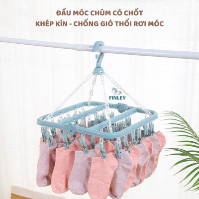 Móc Chùm Nhựa PP Cao Cấp 32 Kẹp Xoay 360 độ linh hoạt, có thể gấp gọn