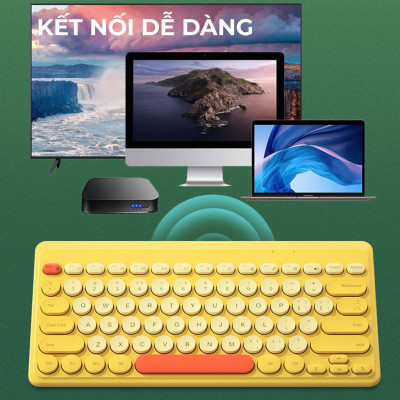 Bàn phím không dây HXSJ K610 VIP Bluetooth giảm ồn, gọn nhẹ dễ mang đi, phù hợp PC/ Laptop/ Điện thoại/Máy tính bảng- Hàng chính hãng