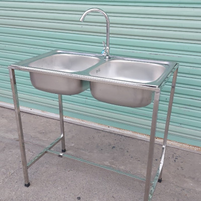 Bồn rửa inox đôi Juno Sofa Ngang 77 x sâu 47 x cao 81 cm, tặng kèm bộ xả