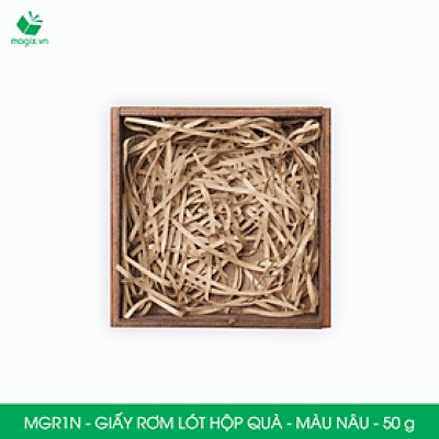 MGR1N - 50g  Giấy rơm lót hộp quà màu nâu - Giấy sợi rơm trang trí - Giấy vụn chống sốc
