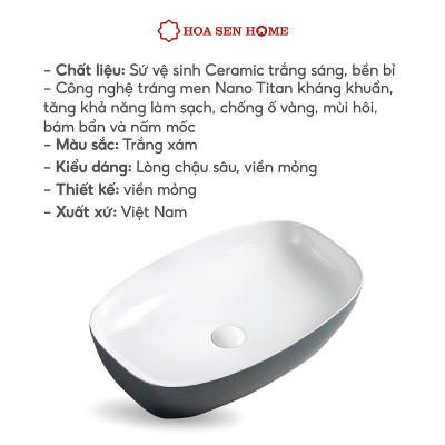 Lavabo đặt bàn TUSLO Pro PALL014, lòng chậu sâu, chất liệu sứ Ceramic cao cấp, công nghệ men Nano kháng khuẩn đến 89% - Hàng chính hãng 