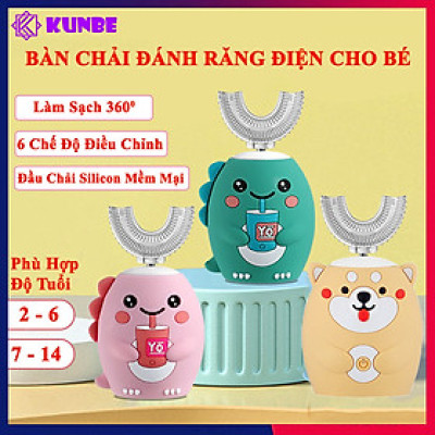 Bàn Chải Đánh Răng Điện Cho Bé KUNBE Đầu Chữ U Siêu Mềm, Nhiều Mẫu Hoạt Hình Đáng Yêu