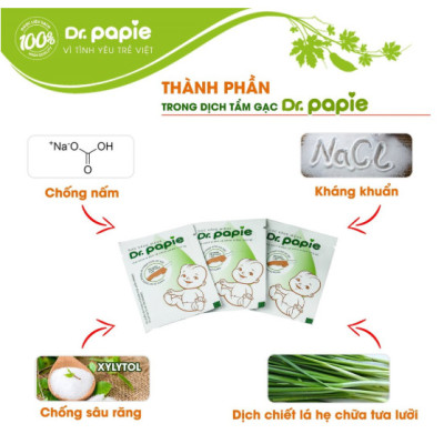 Gạc Rơ Lưỡi, Vệ Sinh Răng Miệng Cho Bé Dr Papie (Tách lẻ 10 gói)