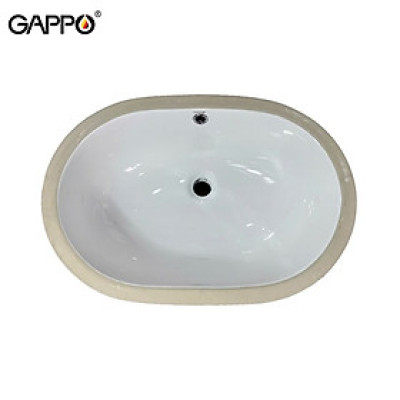 CHẬU SỨ LAVABO ÂM BÀN NHẬP KHẨU NGA GAPPO GT314 OVAL MEN TUYẾT - HÀNG CHÍNH HÃNG