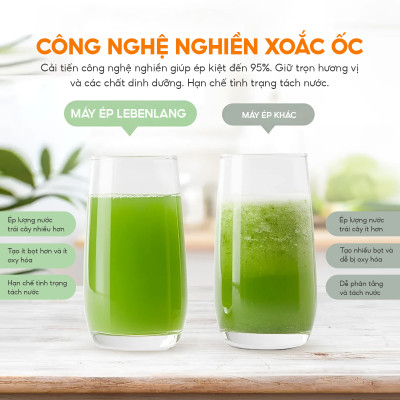 Máy ép chậm đa năng LEBENLANG LBSS3937, công suất 200W, nhỏ gọn tiện lợi, ép kiệt bã, bảo hành 2 năm – hàng chính hãng