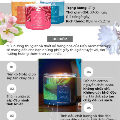 Nến ly 3 bấc Aromatherapy Goose Creek (411g) - Fresh Air & Sea Salt