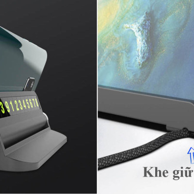 Bảng số điện thoại gắn táp lô ô tô kiêm giá để điện thoại 