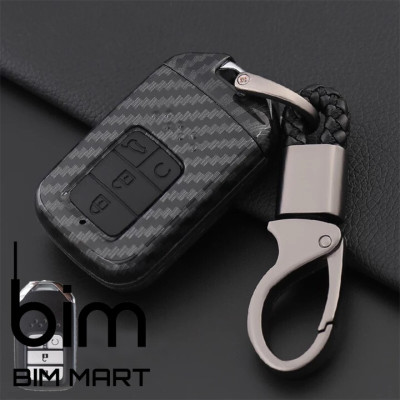 Ốp Vân Carbon Lót Silicon Bọc Bảo Vệ Chìa Khóa Xe Honda City 2021, Civic 2020 - 2021 ( Tặng kèm móc đeo INOX )