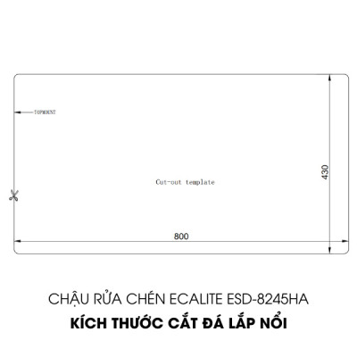 Chậu Rửa Chén Ecalite ESD-8245HA - Lắp Nổi - Có Giắt Cắm Dao - Chất Liệu Inox 304 Siêu Bền - Hàng Chính Hãng