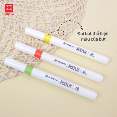 Bút lông màu Acrylic 1 đầu Hồng Hà tô trên mọi chất liệu (12/24/36 màu) - 8142/8143/8144