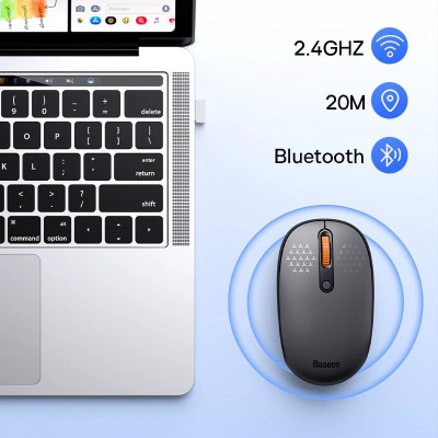 Chuột không dây Baseus F01B Tri-Mode Wireless Mouse  Bluetooth & 2.4GHz- hàng chính hãng