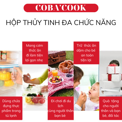 [Mua 2 Tặng 1] Bộ Hộp Đựng Thức Ăn Hộp Cơm Bảo Quản Thực Phẩm Thủy Tinh Chịu Nhiệt - 400ml