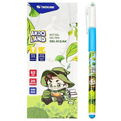Hộp 20 Bút Gel 0.5 mm - Nhân Vật Akooland Tahi - Thiên Long Gel-012/AK - Mực Xanh