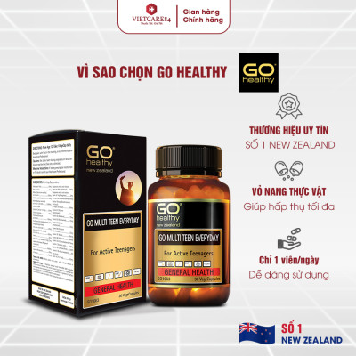 Viên uống cho tuổi teen nhập khẩu chính hãng New Zealand GO MULTI TEEN EVERYDAY (30 viên)  bổ sung 32 vitamin, khoáng chất và một số dưỡng chất hỗ trợ duy trì và tăng cường sức khỏe cho trẻ ở tuổi tăng trưởng, tuổi dậy thì