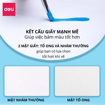 Giấy Vẽ Chuyên Dụng Deli - Gouache - Định Lượng 8K 160Gsm/180Gsm 1 Tệp - 73615 / 73617