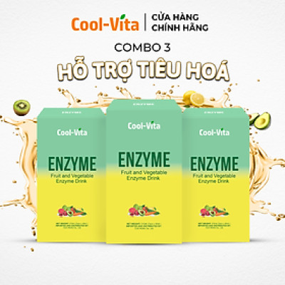 Combo 3 Hộp Nước Uống Bổ Sung Enzyme Chiết Xuất Từ Trái Cây và Rau Củ Hỗ Trợ Tiêu Hoá, Thanh Lọc Cơ Thể Coolvita - Hộp 7 Túi