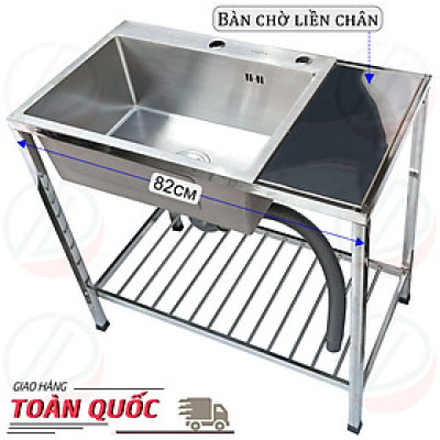 Bộ Chậu Rửa Chén Bát Có Chân KAZTA Bàn Chờ Liền Chân Rộng Rãi - Kích thước tổng 82x45cm, cao 81cm