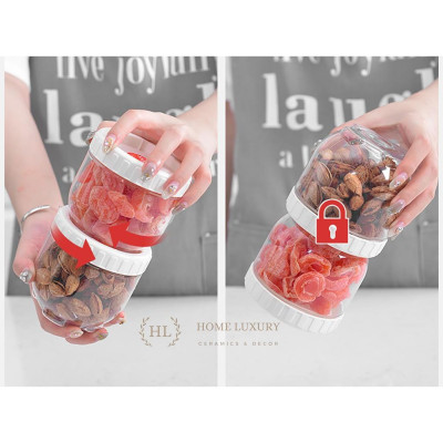 BỘ 5 HŨ THỦY TINH NẮP NHỰA INTERLOCK KHÁNG KHUẨN | HŨ THỦY TINH 5 CHI TIẾT THÔNG MINH