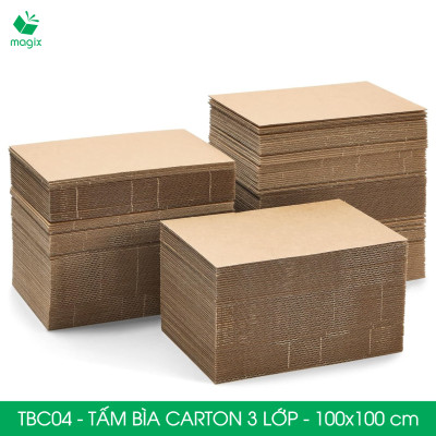 TBC04 - 100x100 cm - 5 tấm bìa carton 3 lớp nguyên tấm cứng cáp, bìa gói hàng, bìa mô hình