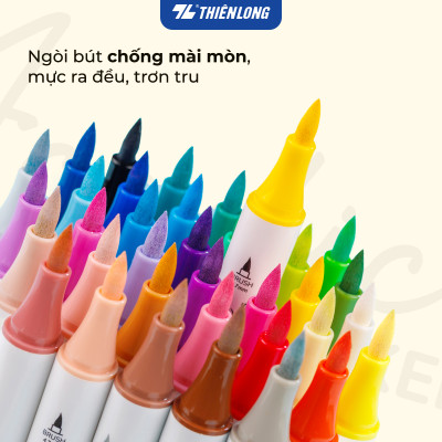 Bút sơn/ Bút lông 12/24/36 màu - Acrylic Markers 2 đầu ngòi ThiênLong Colokit - Màu sắc tươi sáng Trang trí đa chất liệu