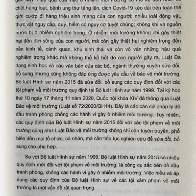 Bình luận Bộ luật hình sự năm 2015- Phần thứ hai Các tội phạm (Chương XIX- Các tội phạm về môi trường)
