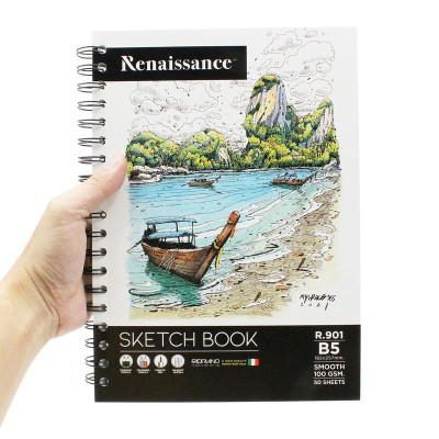 Tập Vẽ Lò Xo Phát Thảo B5 100 Trang 100gsm Sketch Book- Renaissance R-901 - Mẫu 2