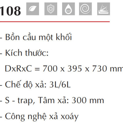 BỒN CẦU MỘT KHỐI EUROVINTO CAO CẤP MÃ 108