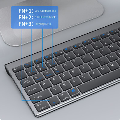 Bàn phím không dây mini W160 - pin sạc - đa kết nối bluetooth 5.0 + 3.0 + Usb wireless 2.4G hàng nhập khẩu