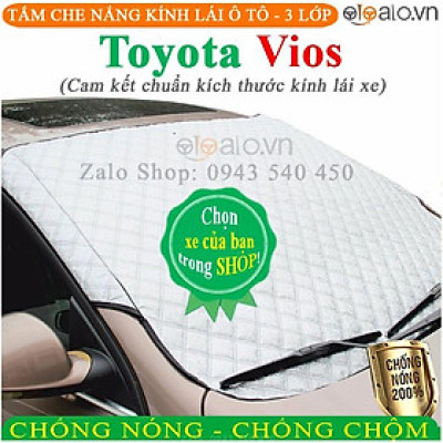 Tấm che chắn nắng kính lái ô tô Toyota Vios CAO CẤP 3 Lớp Chắn Nắng Cản Nhiệt | OTOALO