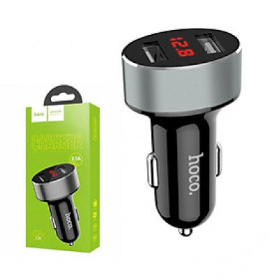 Tẩu sạc oto hoco z26 2 cổng sạc 2.4A có led hiển thị dùng cho ô tô xe hơi giao mầu ngẫu nhiên - hàng chính hãng