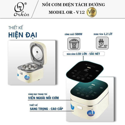 Nồi cơm điện tử tách đường Thái Lan OR-V12 dung tích 1.2L công suất 500W - Hàng chính hãng