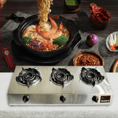 Bếp Gas Công Nghiệp Thấp Áp 3 Lò WINDO - 310 | Bếp gas 3 lò sen lửa lớn nấu nhanh hơn - Hàng chính hãng