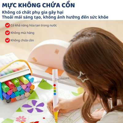 Bút màu 2 đầu , bút highlight đồ dùng học tập cho bé Dual- Tip Washable Marker Mideer