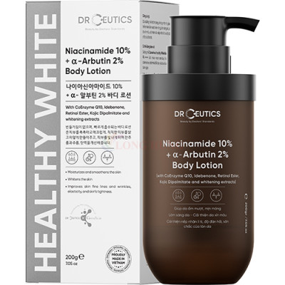 Sữa dưỡng thể DrCeutics Niacinamide 10% + Alpha Arbutin 2% Body Lotion giúp cải thiện độ đàn hồi săn chắc của da (200g) - Hàng chính hãng