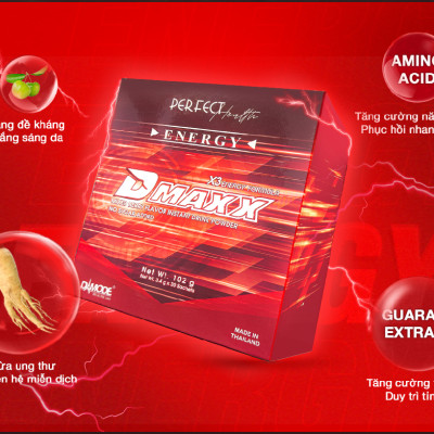DMAXX thức uống bổ sung vitamin năng lượng không đường DAMODE 6 gói dùng thử màu đỏ